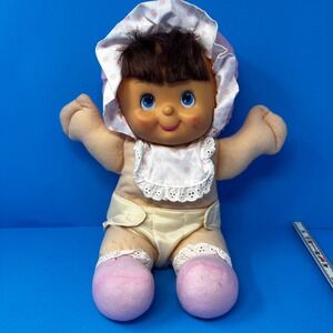 HK City Toys My Diaper Baby Doll‎ 15 inch Pink Polka Dot Vintage 80s Brown Hair